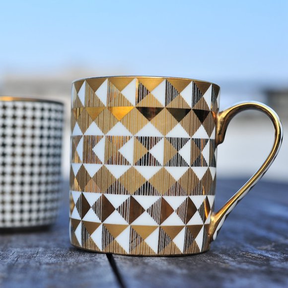 Anthro Gold Glassware Coffee Tea Mug Limited Edition Sold Out Everywhere! - Picture 5 of 14